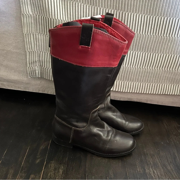 Cole Haan Nike Air Girl's 12" Nancy Tall Riding Boots Brown Red Size 3M - Picture 2 of 7